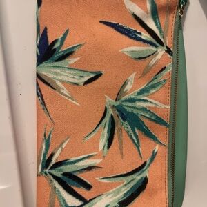 Tropical Print Fold Over Clutch with Green Accents Rachel Pally